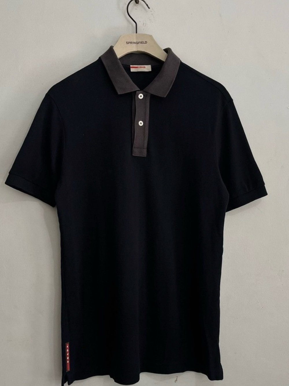 Prada Black Polo with Dark Gray Collar